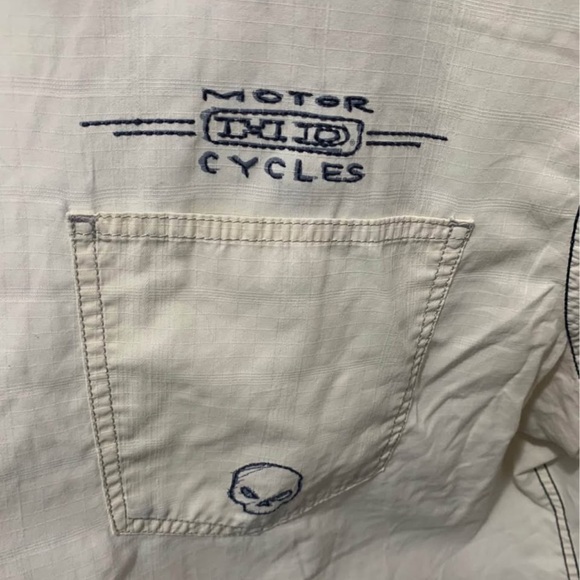 Harley Davidson Button Up T-Shirt 4XL Beige READ - Picture 4 of 10